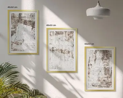 3er-Set Bilder mit Rahmen mit abstrakten Mustern in Weiß und Braun