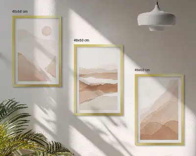Abstrakte braune Landschaften 3er-Set Bilder mit Rahmen