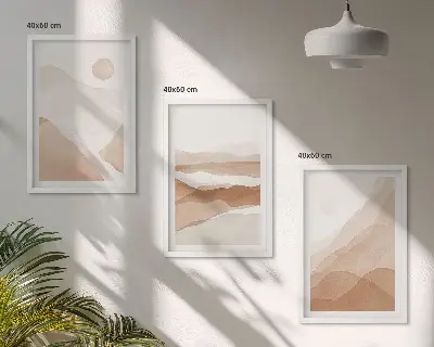 Abstrakte braune Landschaften 3er-Set Bilder mit Rahmen