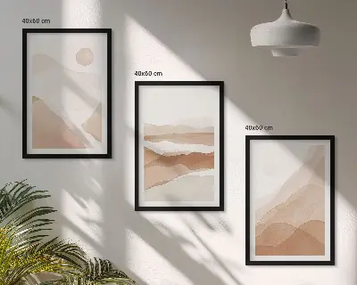 Abstrakte braune Landschaften 3er-Set Bilder mit Rahmen
