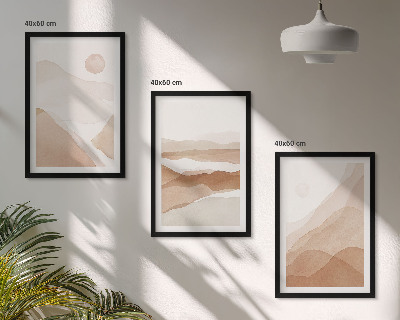 Bilder-3er-set mit rahmen Abstrakte braune Landschaften