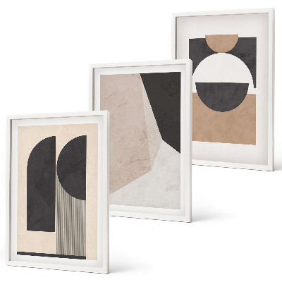 Bilder-3er-set mit rahmen Abstrakte Formen beige braun