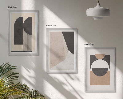 Bilder-3er-set mit rahmen Abstrakte Formen beige braun