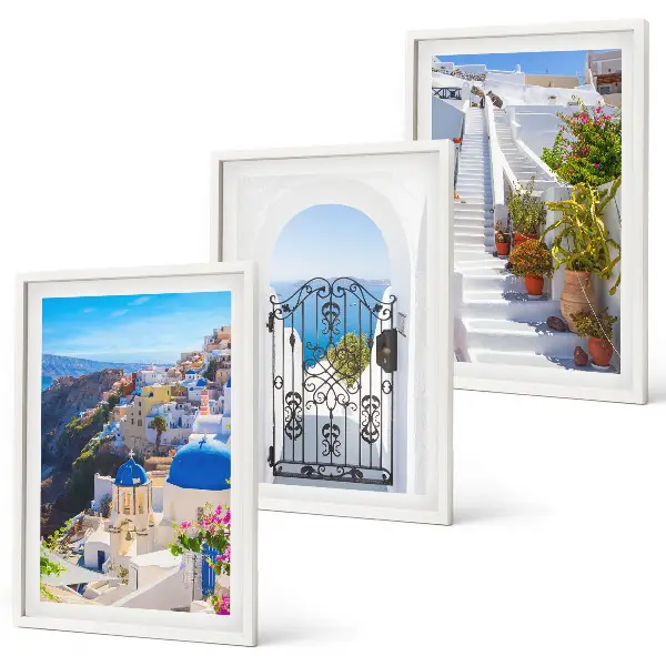 Gerahmtes Bilderset mit Santorini Architektur in Oia
