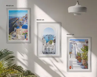 Gerahmtes Bilderset mit Santorini Architektur in Oia