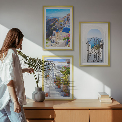 Gerahmtes bilderset Santorini-Architektur Oia
