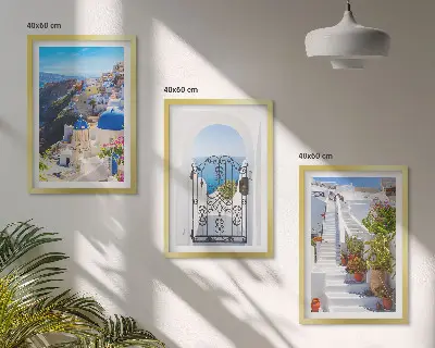 Gerahmtes Bilderset mit Santorini Architektur in Oia