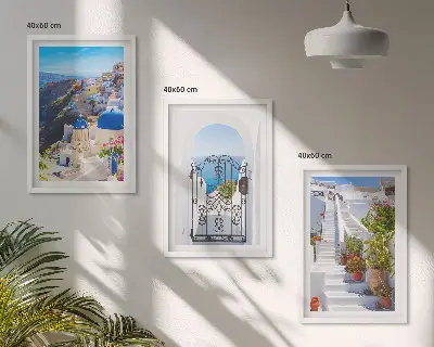 Gerahmtes Bilderset mit Santorini Architektur in Oia