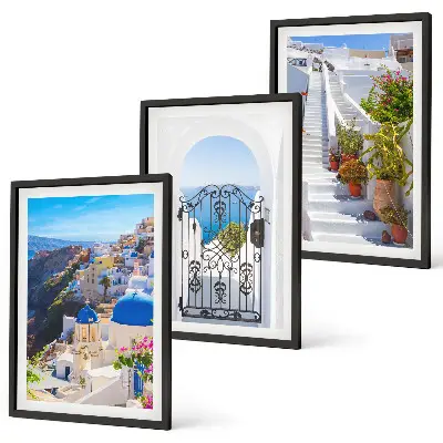 Gerahmtes Bilderset mit Santorini Architektur in Oia