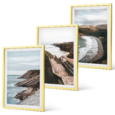 Bilder-3er-set mit rahmen Klippenblicke, Strandlandschaften