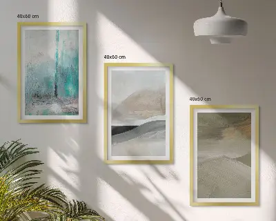 Abstrakte Wandbilder im 3er-Set mit Rahmen gemalte Dekorationen