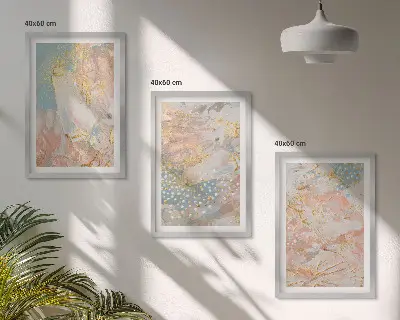 Abstrakte Pastellmuster 3er-Set Bilder mit Rahmen