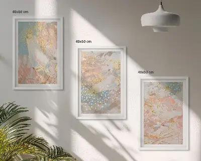 Abstrakte Pastellmuster 3er-Set Bilder mit Rahmen