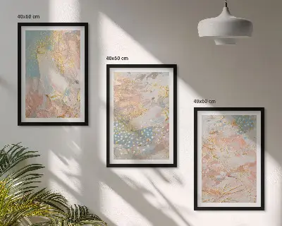 Abstrakte Pastellmuster 3er-Set Bilder mit Rahmen