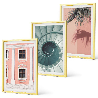 Gerahmtes bilderset Pastellfarbene Spiralarchitektur