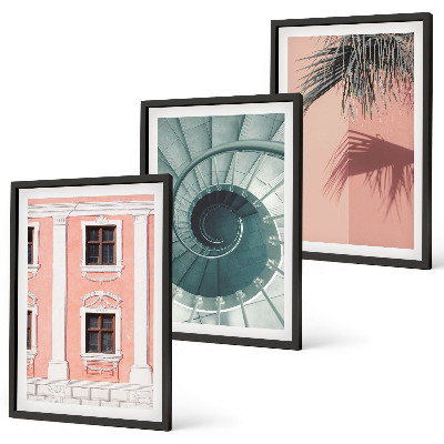 Gerahmtes bilderset Pastellfarbene Spiralarchitektur