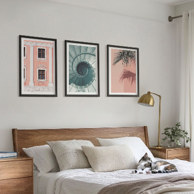 Gerahmtes bilderset Pastellfarbene Spiralarchitektur
