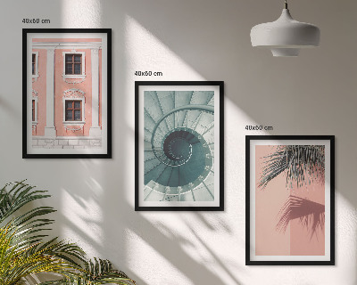 Gerahmtes bilderset Pastellfarbene Spiralarchitektur