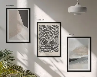 Abstrakte Muster in Beige und Grau 3er-Set Bilder mit Rahmen