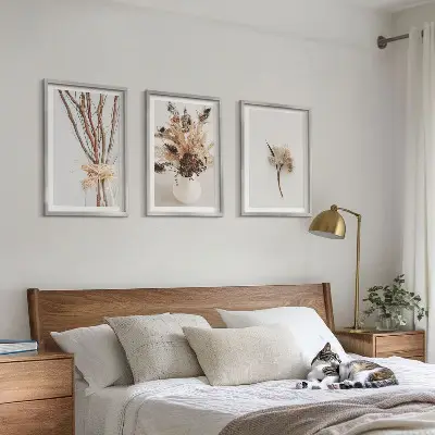 Blumenzweige minimalistisch gerahmtes Bilderset