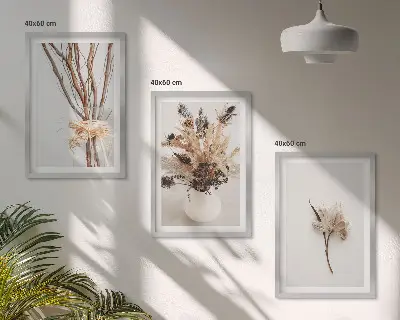 Blumenzweige minimalistisch gerahmtes Bilderset