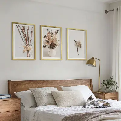 Blumenzweige minimalistisch gerahmtes Bilderset