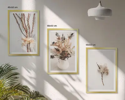 Blumenzweige minimalistisch gerahmtes Bilderset