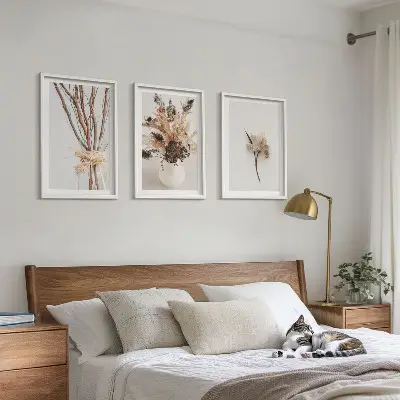 Blumenzweige minimalistisch gerahmtes Bilderset