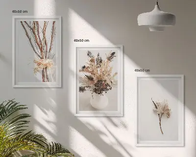Blumenzweige minimalistisch gerahmtes Bilderset