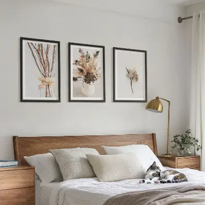 Blumenzweige minimalistisch gerahmtes Bilderset