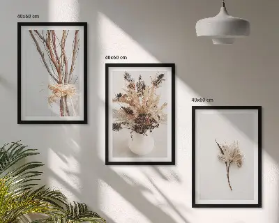 Blumenzweige minimalistisch gerahmtes Bilderset