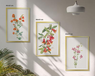 Gerahmtes bilderset Vintage-Retro-Blumenmalerei