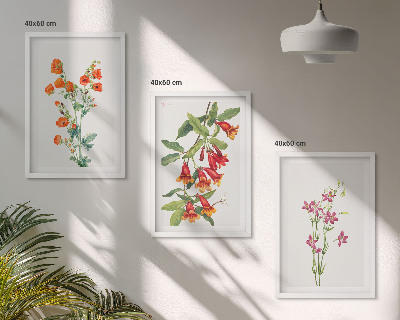 Gerahmtes bilderset Vintage-Retro-Blumenmalerei