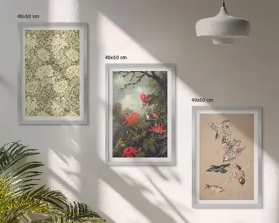 3er-Set Bilder mit Rahmen Motiv Blumen Vögel und Natur