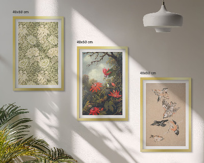 Bilder-3er-set mit rahmen Blumen, Vögel, Natur
