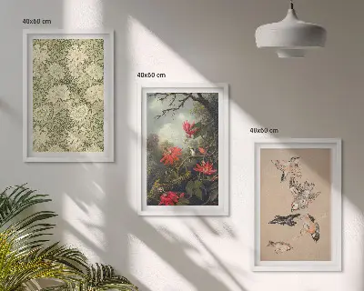 3er-Set Bilder mit Rahmen Motiv Blumen Vögel und Natur