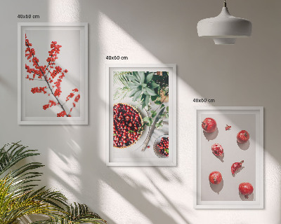 Bilder-3er-set mit rahmen Minimalismus der roten Früchte von Pflanzen