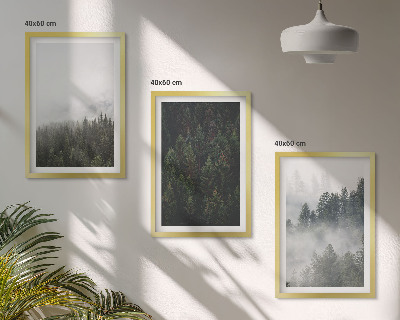 Gerahmtes bilderset Grüne Wälder Nebel Natur