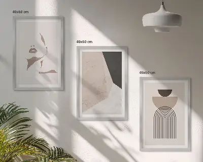 Abstrakte Gesichtsformen 3er-Set Bilder mit Rahmen