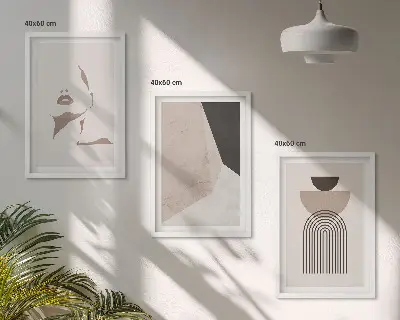 Abstrakte Gesichtsformen 3er-Set Bilder mit Rahmen