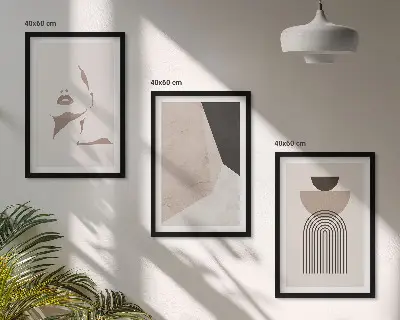 Abstrakte Gesichtsformen 3er-Set Bilder mit Rahmen