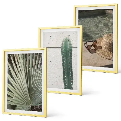 3er-Set Bilder mit Rahmen mit Motiven für tropische Pflanzen