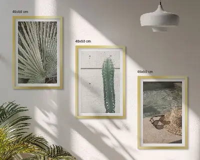 3er-Set Bilder mit Rahmen mit Motiven für tropische Pflanzen