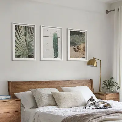 3er-Set Bilder mit Rahmen mit Motiven für tropische Pflanzen