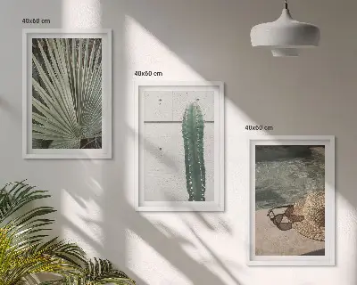 3er-Set Bilder mit Rahmen mit Motiven für tropische Pflanzen
