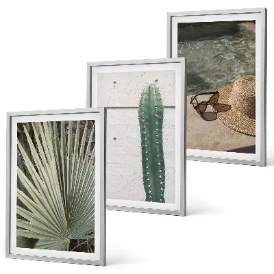 3er-Set Bilder mit Rahmen mit Motiven für tropische Pflanzen