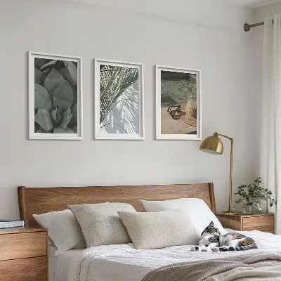 Gerahmtes Bilderset tropische Pflanzen im Urlaubsdesign