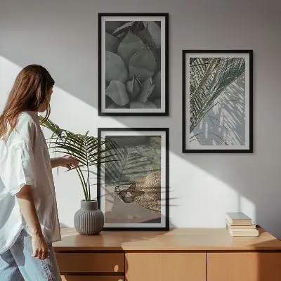 Gerahmtes Bilderset tropische Pflanzen im Urlaubsdesign