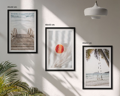 Bilder-3er-set mit rahmen Strandtreppe aus Holz, Urlaub