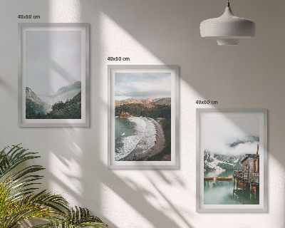 Gerahmtes bilderset Berge, Strand, Wolken, Wasser